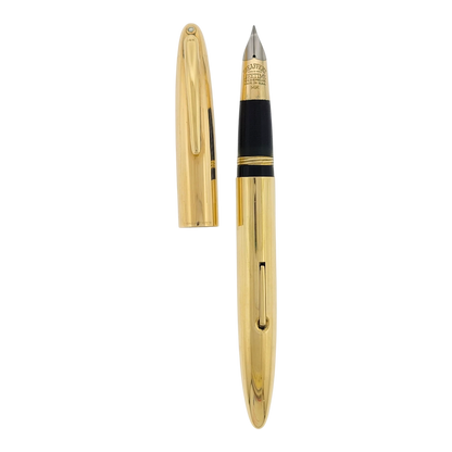 Preowned Sheaffer Masterpiece Solid 14K Gold Vertical Lines Lever Fountain Pen