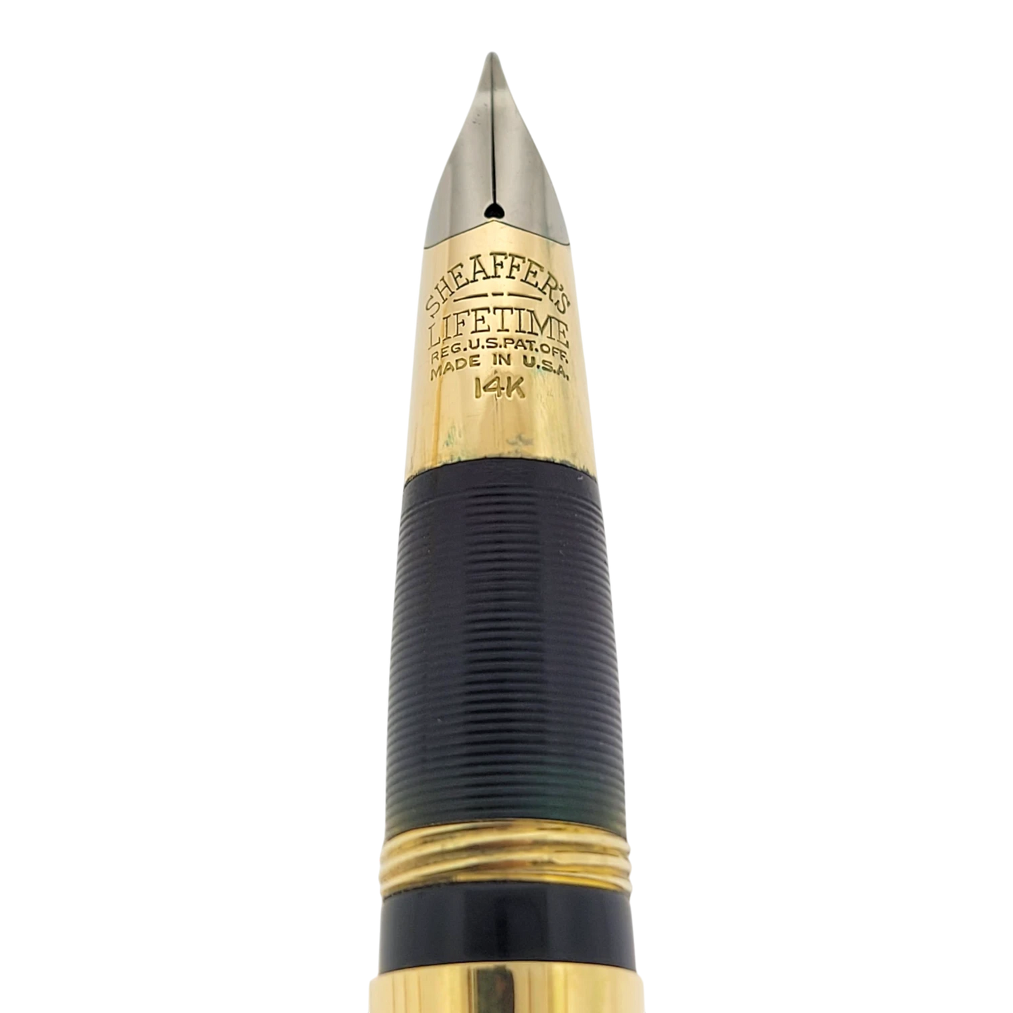 Preowned Sheaffer Masterpiece Solid 14K Gold Vertical Lines Lever Fountain Pen