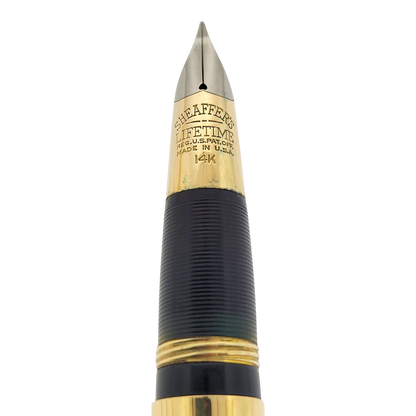 Preowned Sheaffer Masterpiece Solid 14K Gold Vertical Lines Lever Fountain Pen