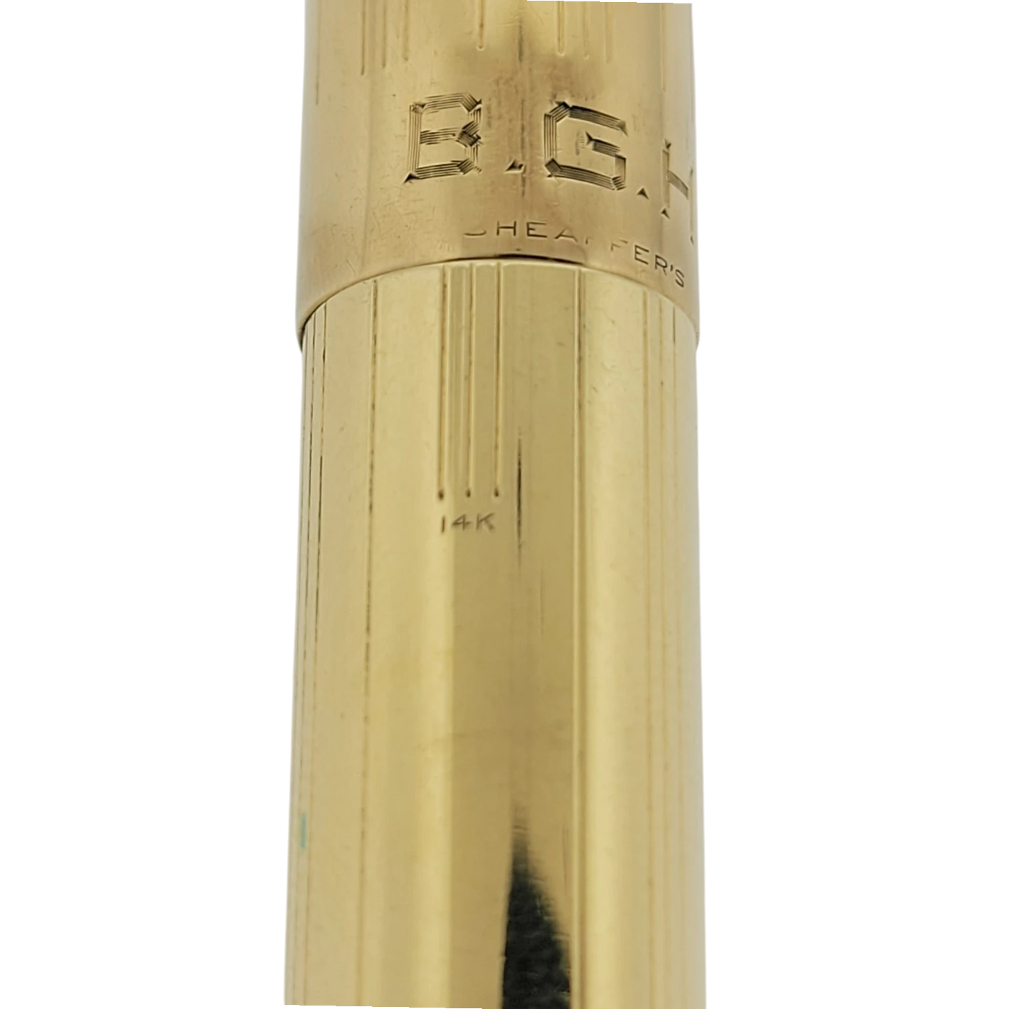 Preowned Sheaffer Lifetime Solid 14K Gold Vertical Lines Lever Fountain Pen – Engraved