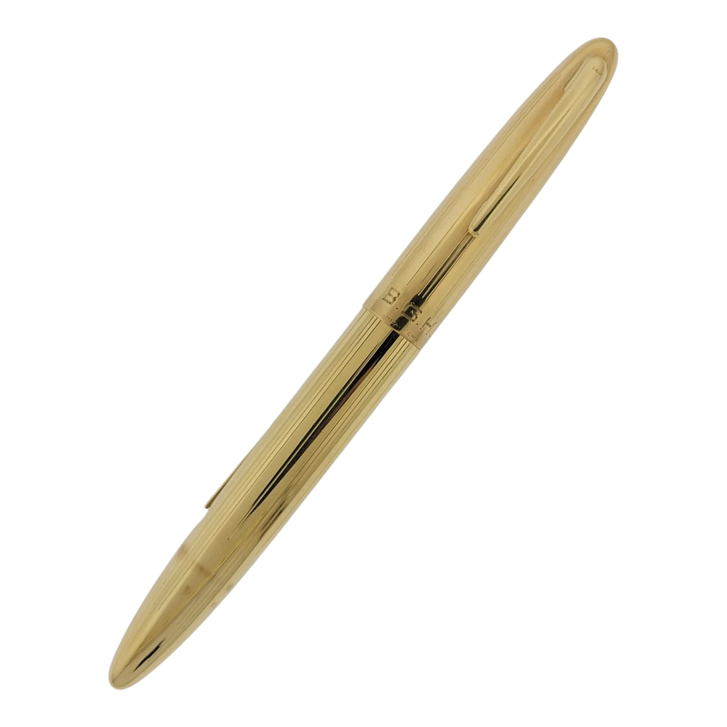 Preowned Sheaffer Lifetime Solid 14K Gold Vertical Lines Lever Fountain Pen – Engraved