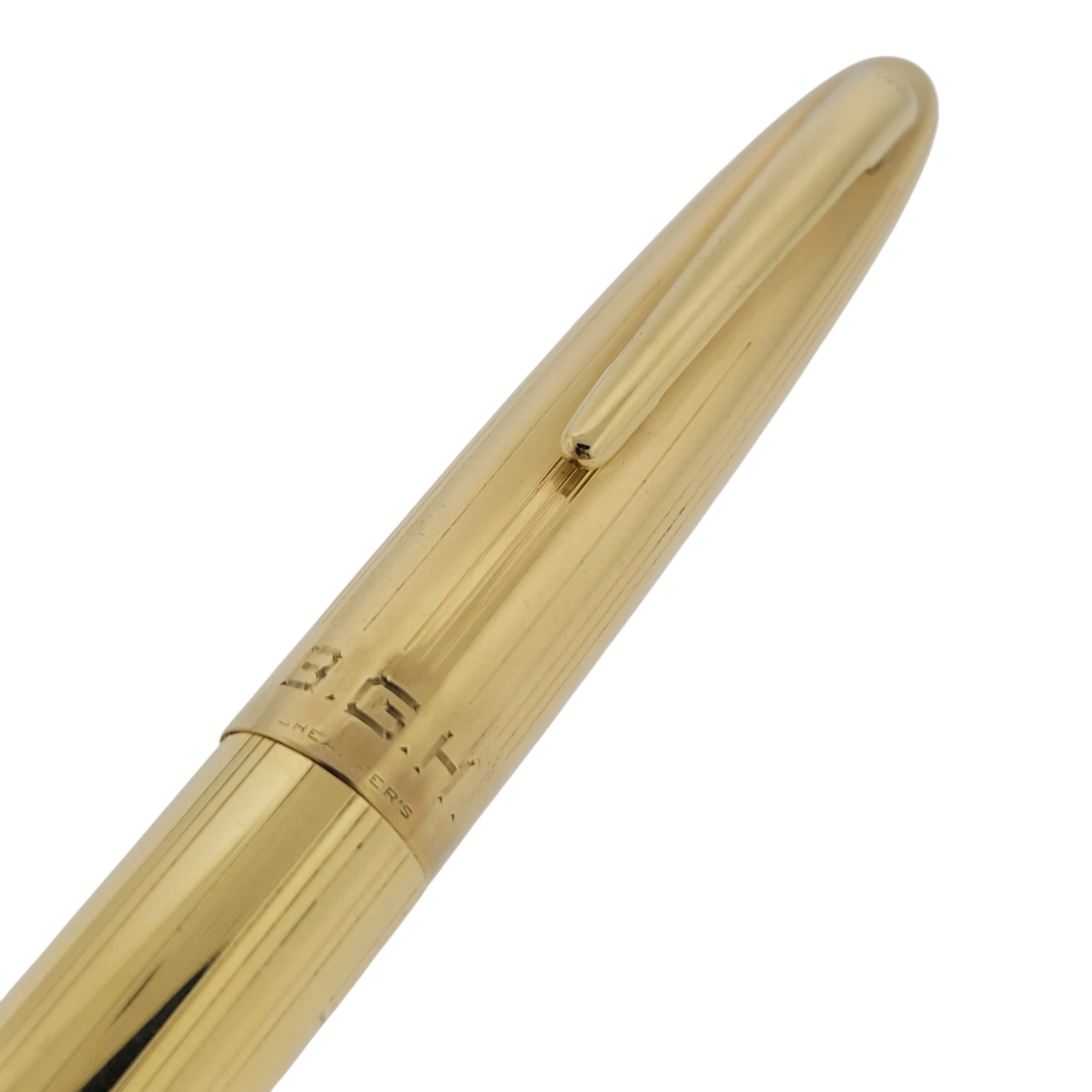 Preowned Sheaffer Lifetime Solid 14K Gold Vertical Lines Lever Fountain Pen – Engraved