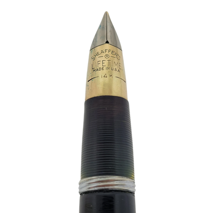 Preowned Sheaffer Lifetime Solid 14K Gold Vertical Lines Lever Fountain Pen – Engraved