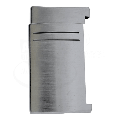 S.T. Dupont replacement shell for Maxijet lighter in brushed silver metal with dual horizontal vents