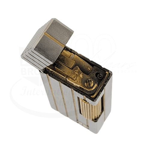 Dunhill Rollagas Lighter Silver with Gold Stripes Display Model