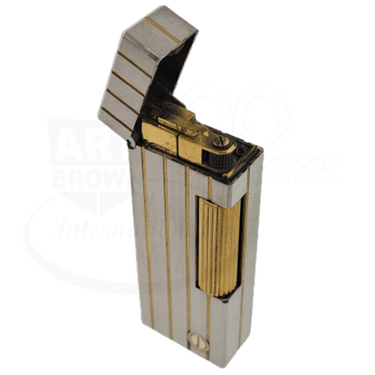 Dunhill Rollagas Lighter Silver with Gold Stripes Display Model