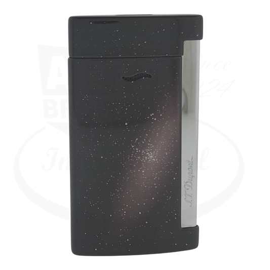 S.T. Dupont Slim 7 Galaxy Torch Lighter SKU 027219 black metal with silver side panel, sleek rectangular design