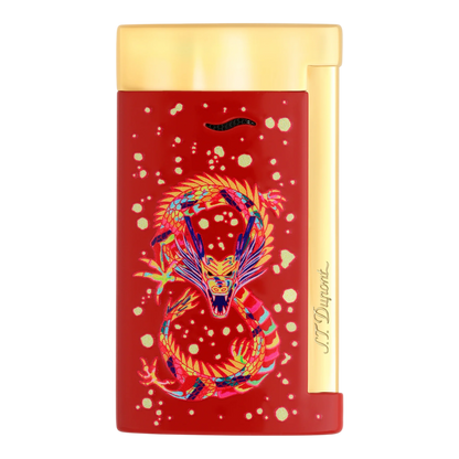 S.T. Dupont Limited Edition Slim 7 Dragon Brilliant Bordeaux and Gold Lighter, 027776
