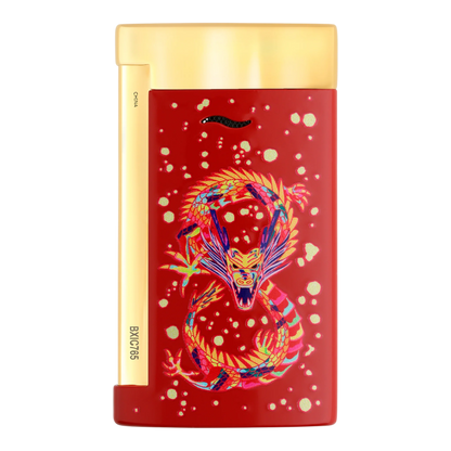 S.T. Dupont Limited Edition Slim 7 Dragon Brilliant Bordeaux and Gold Lighter, 027776