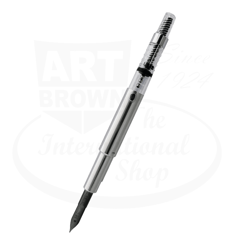 Pilot Vanishing Point rhodium-plated 18k gold nib unit with silver metal housing and integrated CON-40 converter for fountain pen replacement