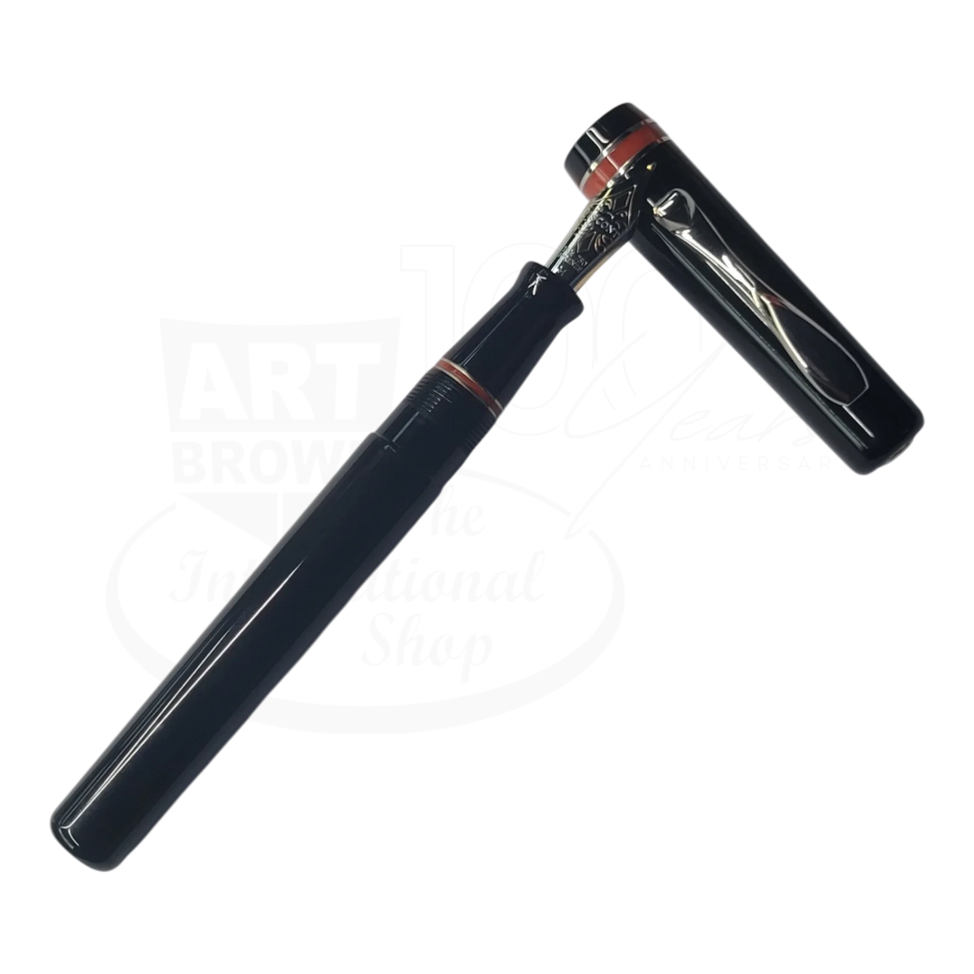 Preowned Visconti Voyager Midnight Coral Fountain Pen shown uncapped, gallery position 4, square format, 2048x2048 pixels