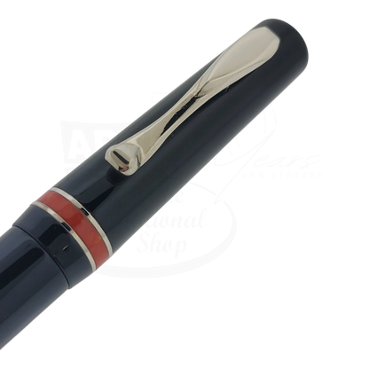 Close-up of gallery 7 showing clip and coral band detail on Preowned Visconti Voyager Midnight Coral Fountain Pen