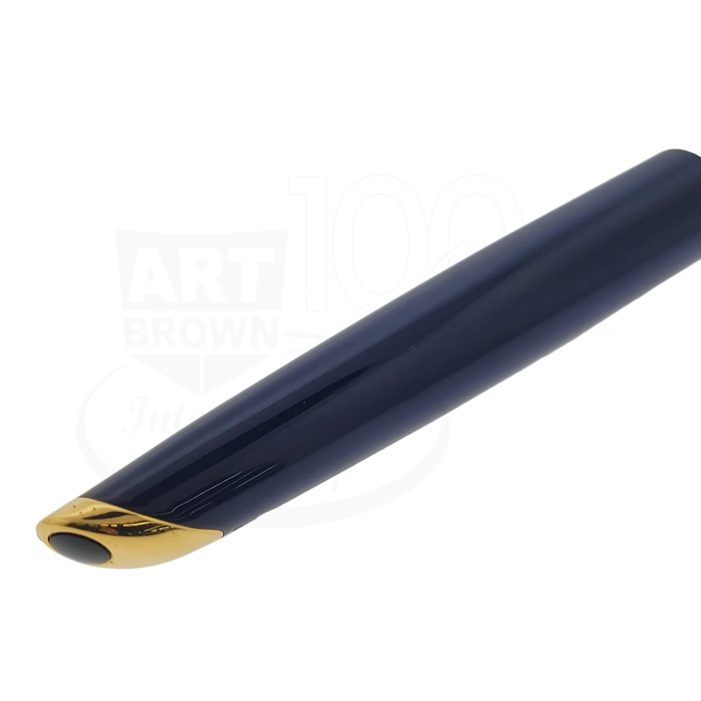 Preowned Waterman Carene Fountain Pen - Damaged | For Parts showing blue barrel with gold accents and bent nib condition.