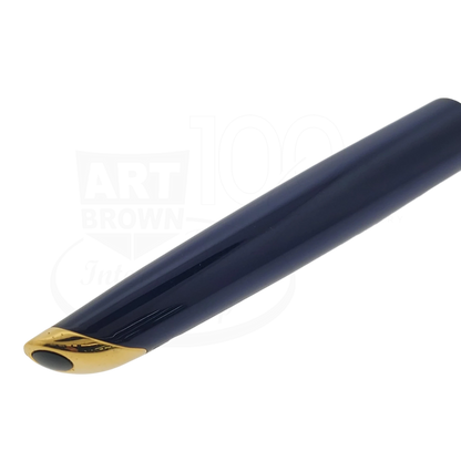 Preowned Waterman Carene Fountain Pen - Damaged | For Parts showing blue barrel with gold accents and bent nib condition.