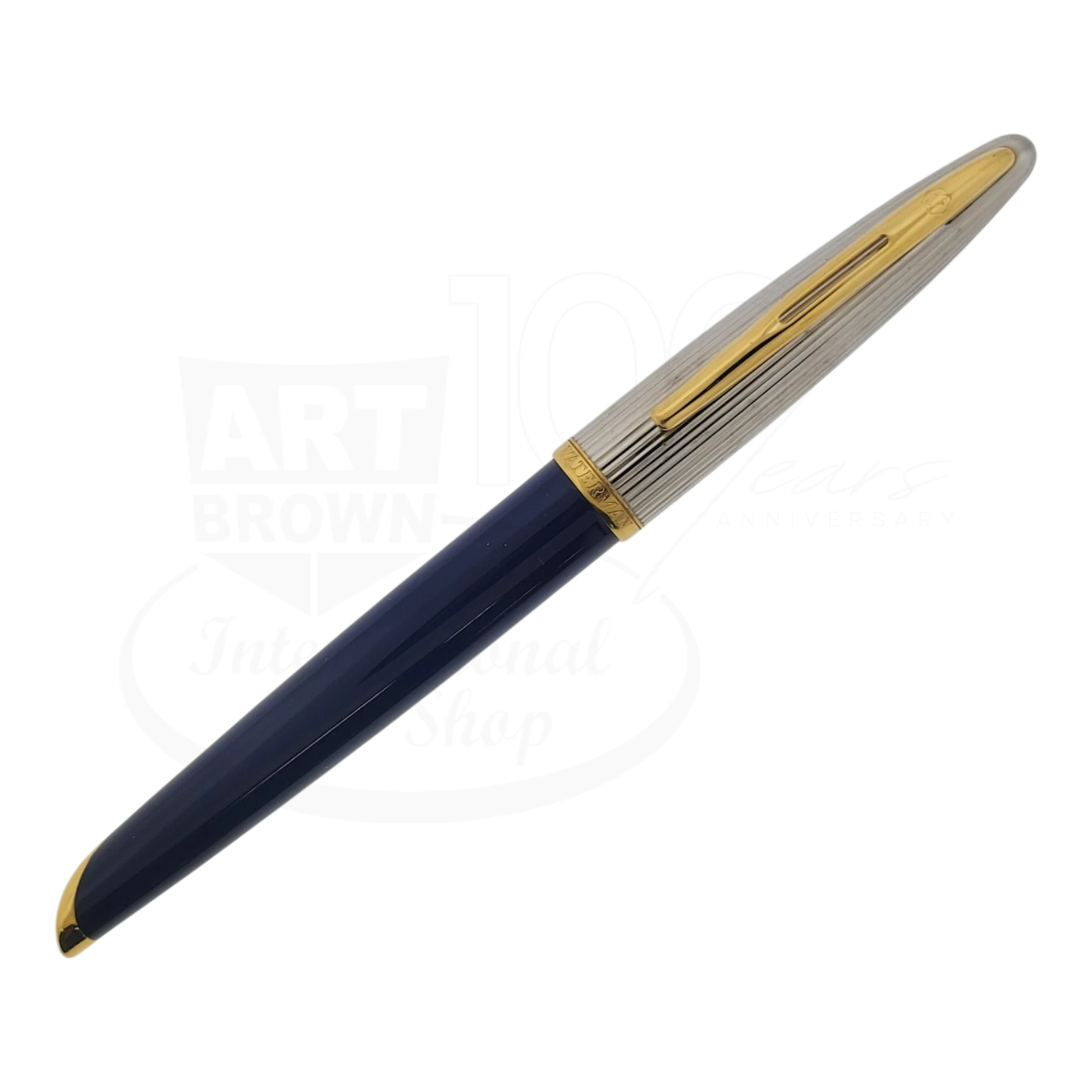Preowned Waterman Carene Fountain Pen - Damaged | For Parts blue and gold pen with bent nib sold as is without returns luxury pen