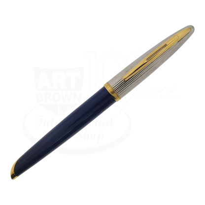 Preowned Waterman Carene Fountain Pen - Damaged | For Parts blue and gold pen with bent nib sold as is without returns luxury pen