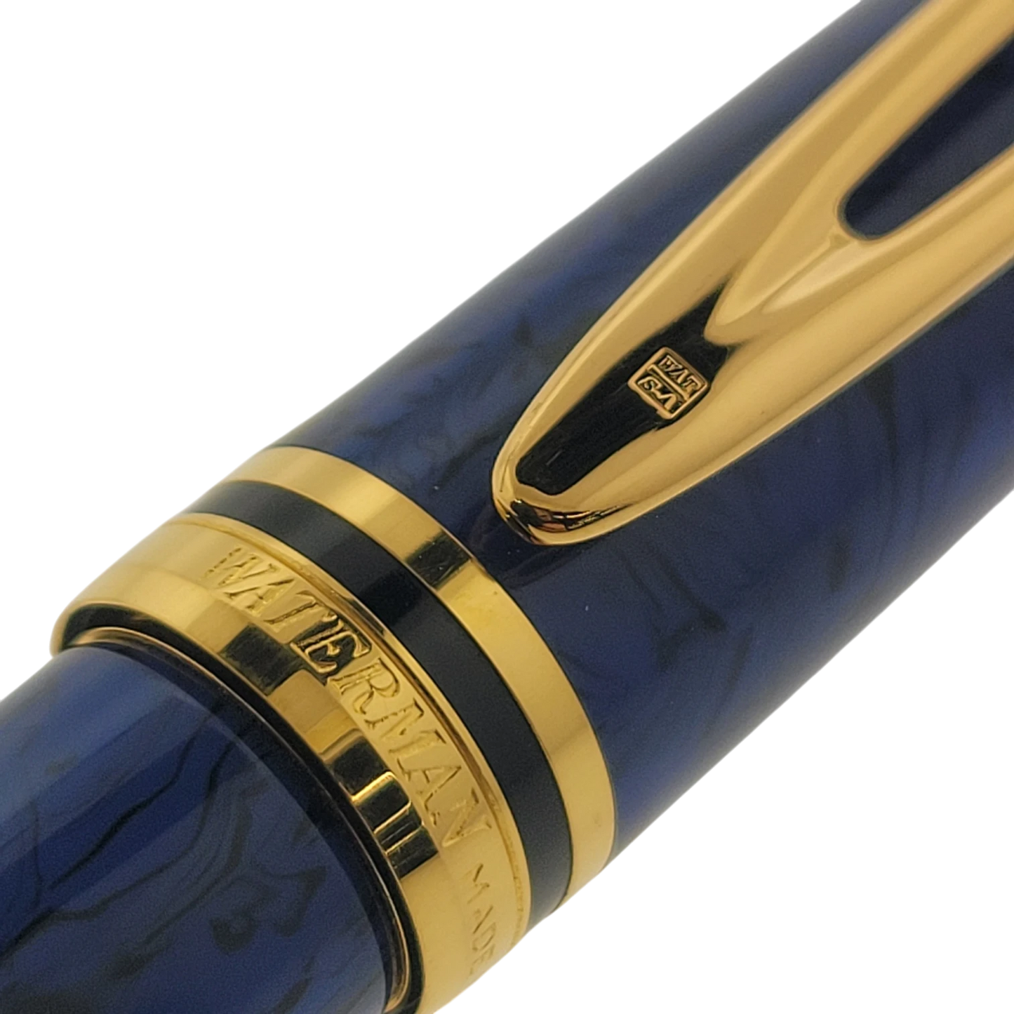 Waterman Le Man Blue 200 fountain pen with blue marble finish gold trim and 18K gold nib