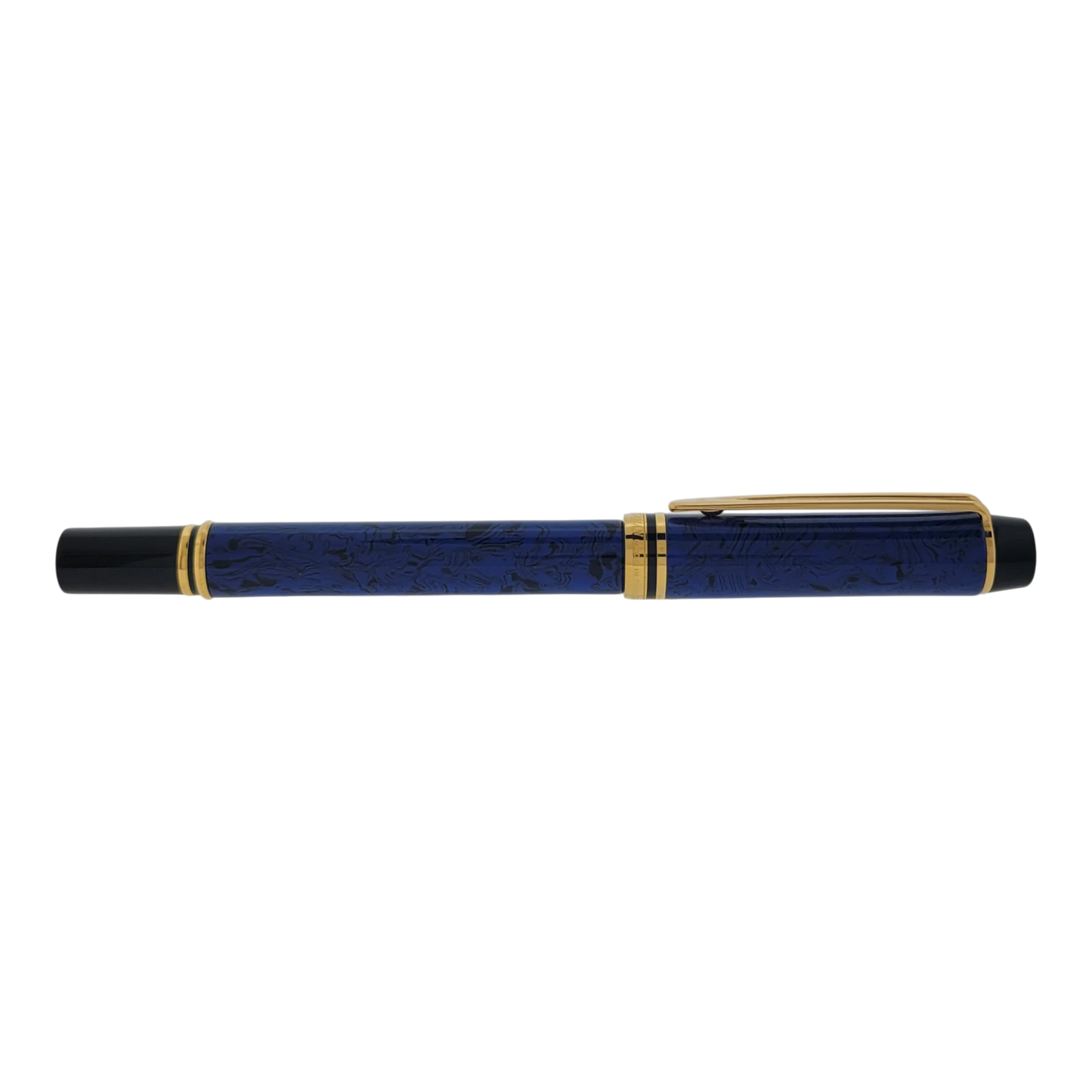 Waterman Le Man 200 fountain pen with blue marble barrel gold trim and 18K gold fine nib