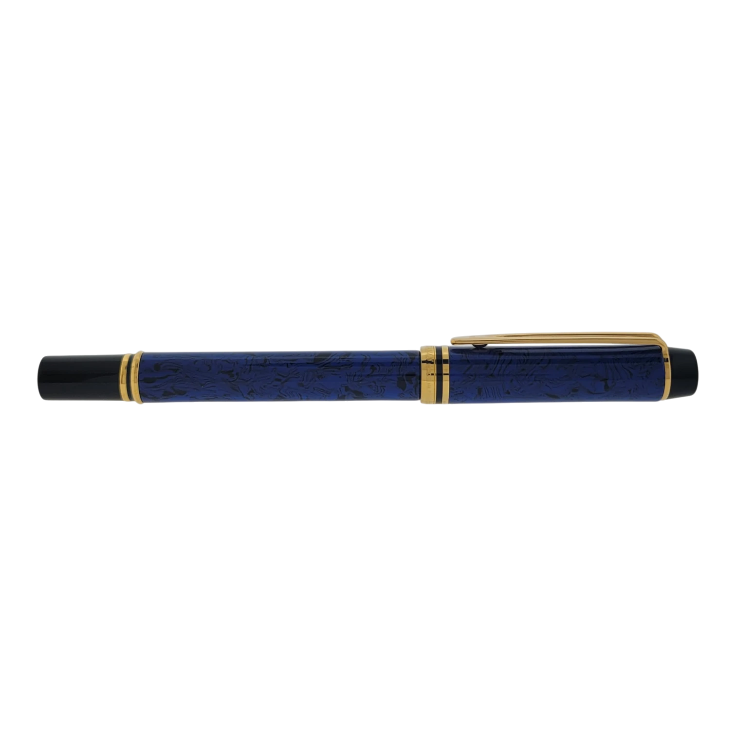 Waterman Le Man 200 fountain pen with blue marble barrel gold trim and 18K gold fine nib
