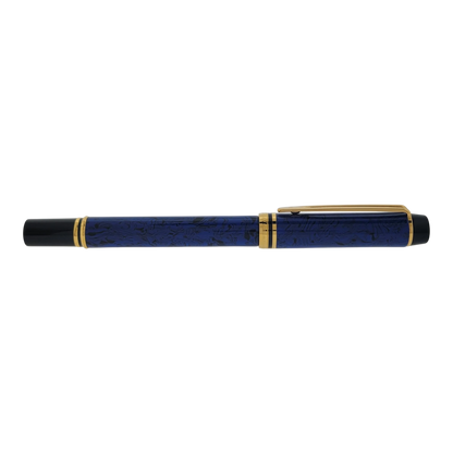 Waterman Le Man 200 fountain pen with blue marble barrel gold trim and 18K gold fine nib