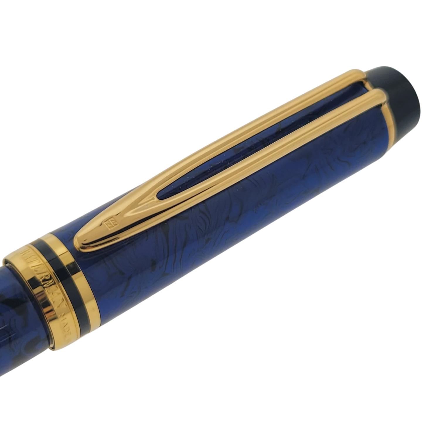 Waterman Le Man Blue 200 fountain pen with blue marble barrel gold trim and clip