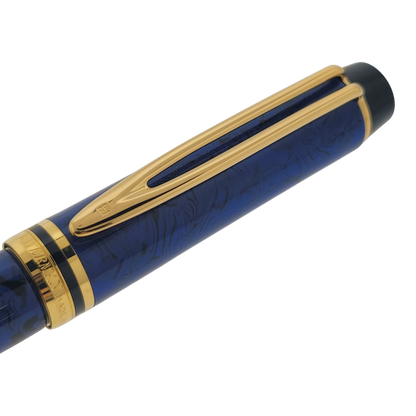 Waterman Le Man Blue 200 fountain pen with blue marble barrel gold trim and clip