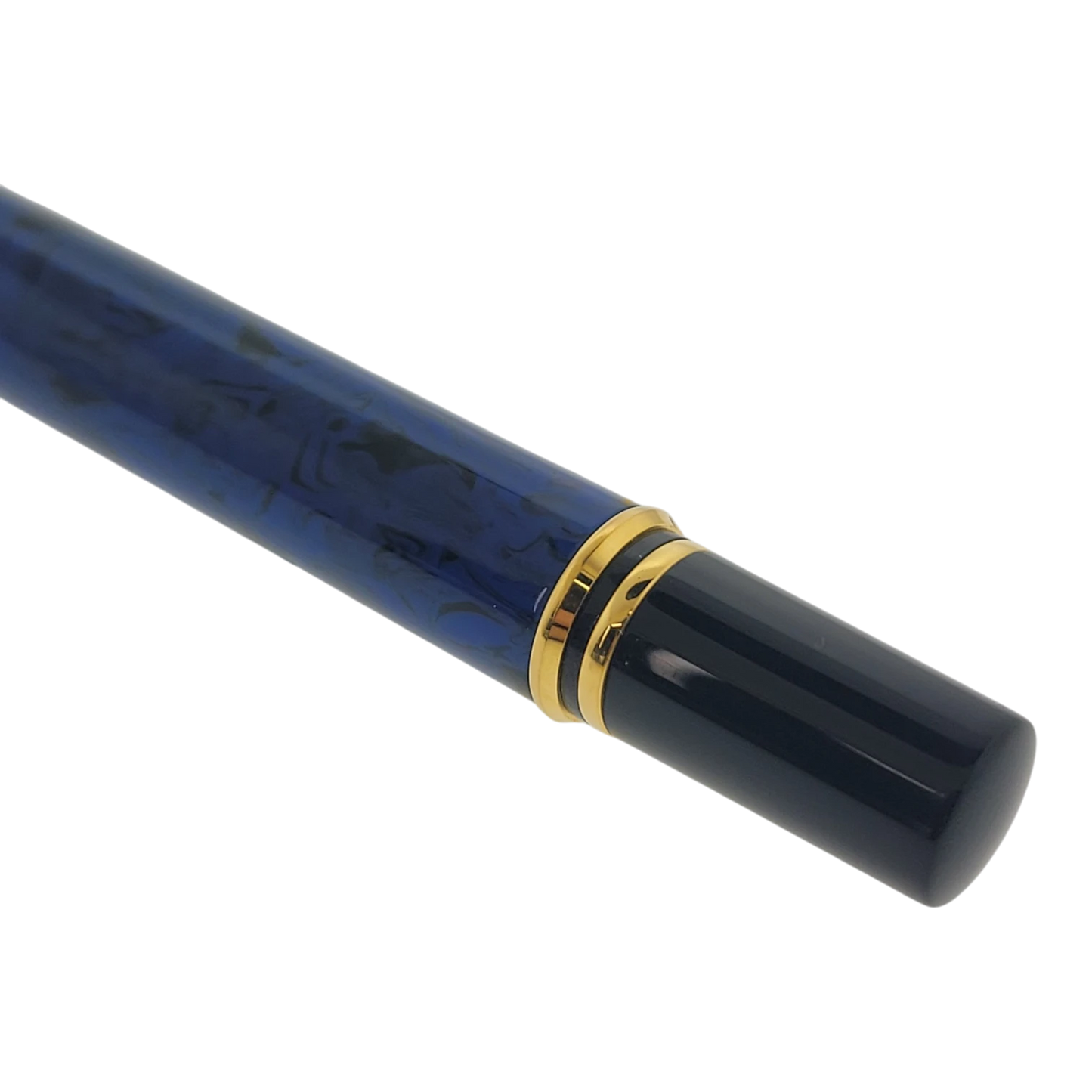Waterman Le Man 200 fountain pen in blue marble with gold trim and black end cap