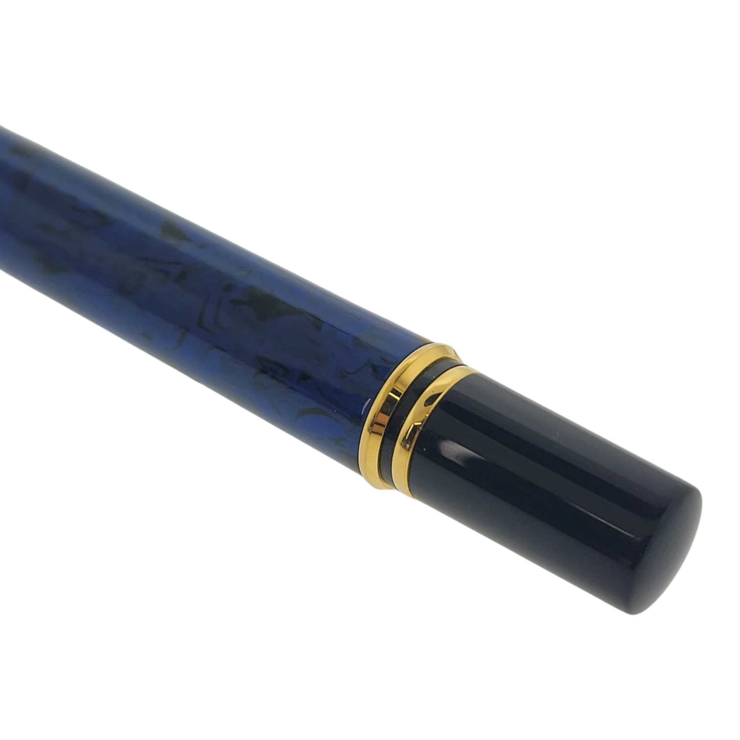 Waterman Le Man 200 fountain pen in blue marble with gold trim and black end cap