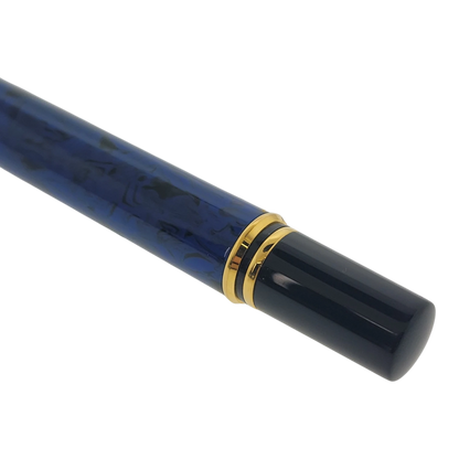 Waterman Le Man 200 fountain pen in blue marble with gold trim and black end cap