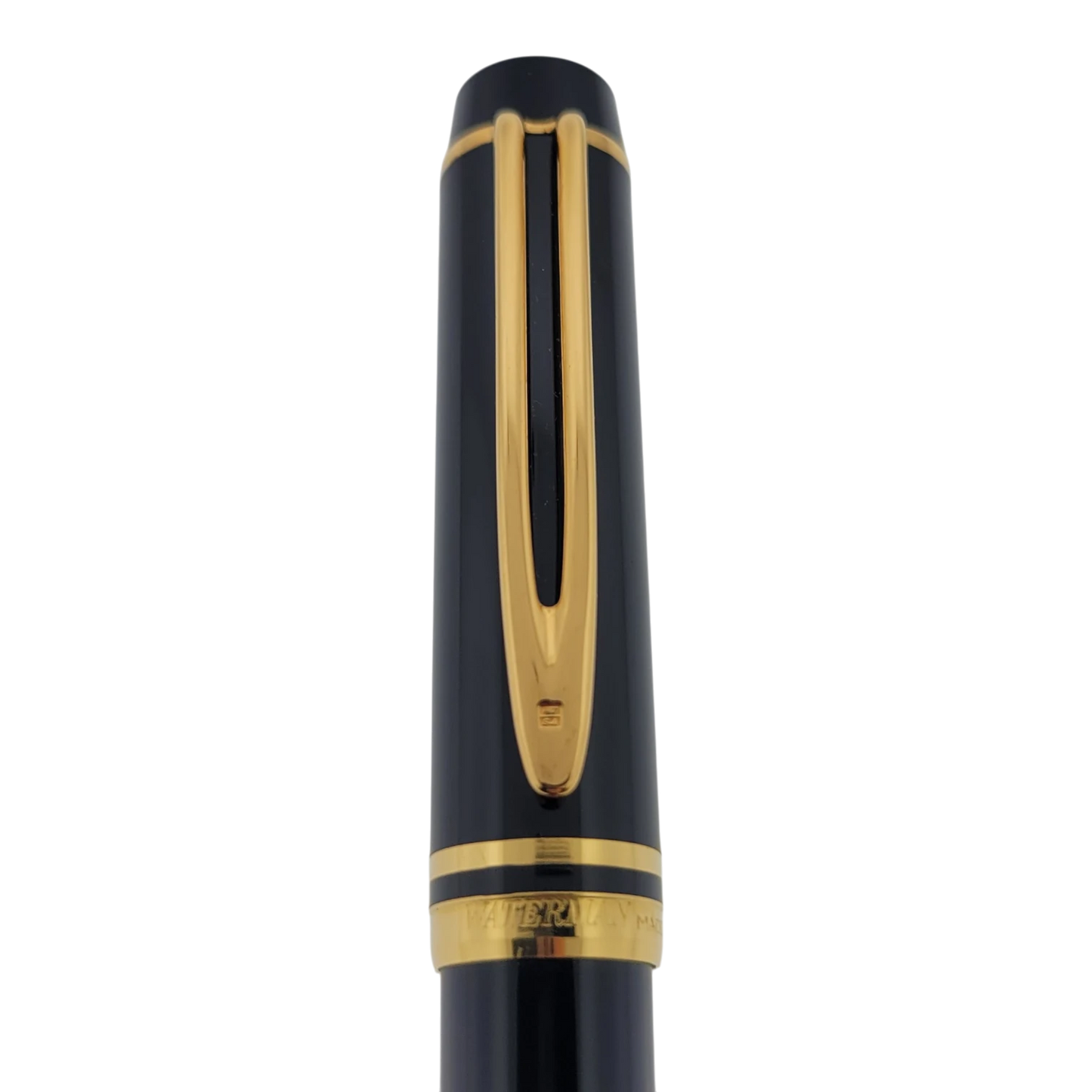 Waterman Le Man 100 black and gold fountain pen with polished cap, clip, and trim