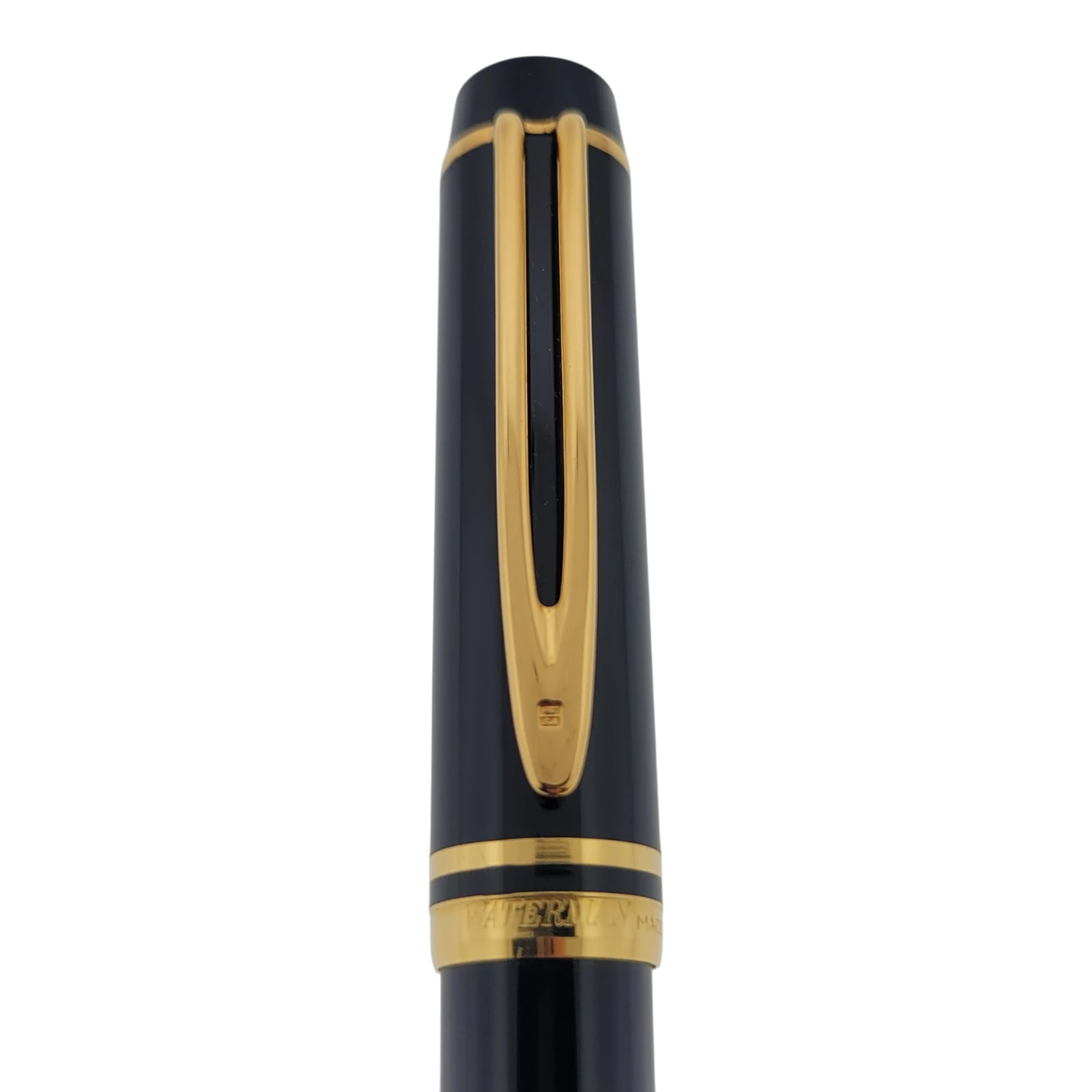Waterman Le Man 100 black and gold fountain pen with polished cap, clip, and trim