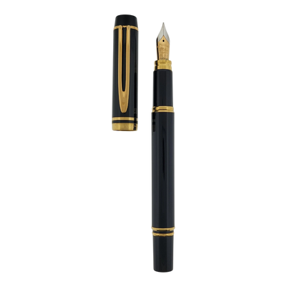 Waterman Le Man 100 black and gold fountain pen with 18K gold fine point nib and matching cap