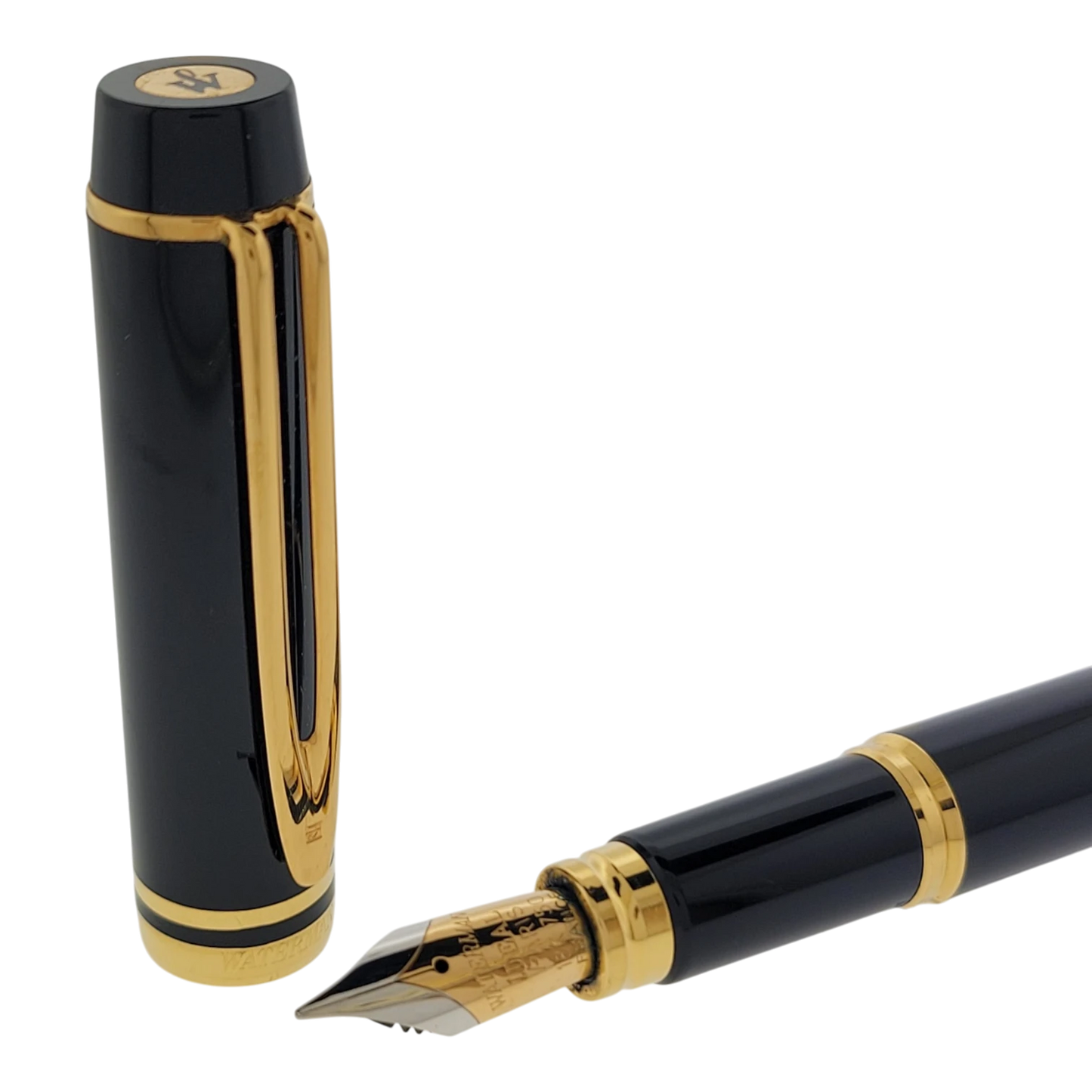 Waterman Le Man 100 black lacquer fountain pen with gold trim and 18K gold nib