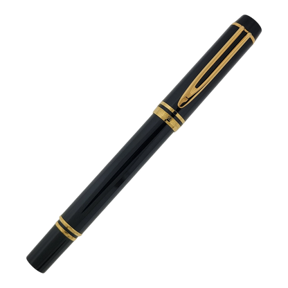 Waterman Le Man 100 black and gold fountain pen with 18K gold nib and gold clip