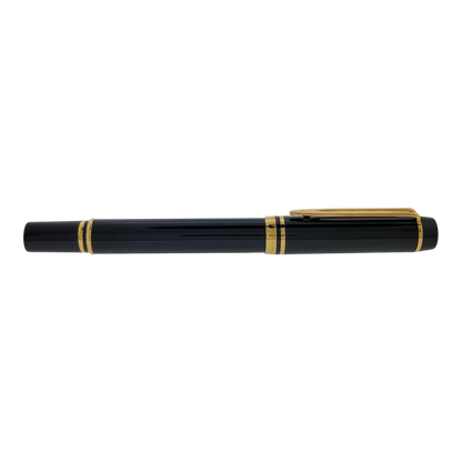 Waterman Le Man 100 18K gold nib black fountain pen with gold trim and clip