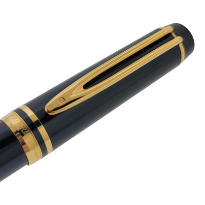 Waterman Le Man 100 black and gold fountain pen with gold-tone clip and cap bands