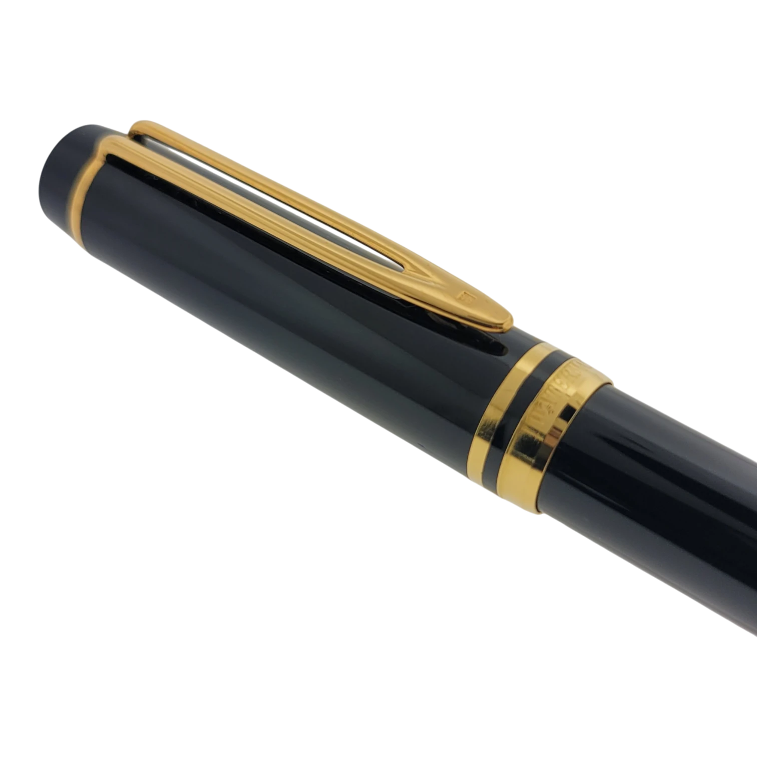 Waterman Le Man 100 fountain pen in black with gold trim and 18K gold nib fine point cap and clip