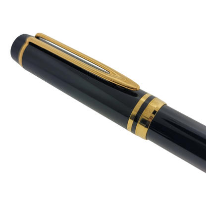 Waterman Le Man 100 fountain pen in black with gold trim and 18K gold nib fine point cap and clip