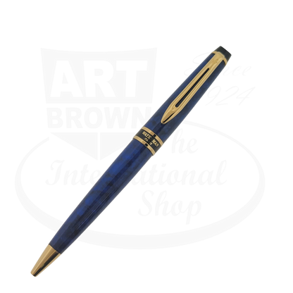 Waterman Expert II ballpoint pen blue resin body with gold trim sleek writing instrument compact design