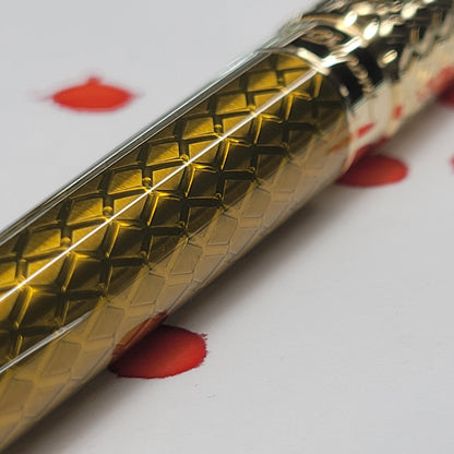 S.T. Dupont Line D Eternity Dragon Scale Guilloche Honey & Gold Rollerball Pen, 422029L