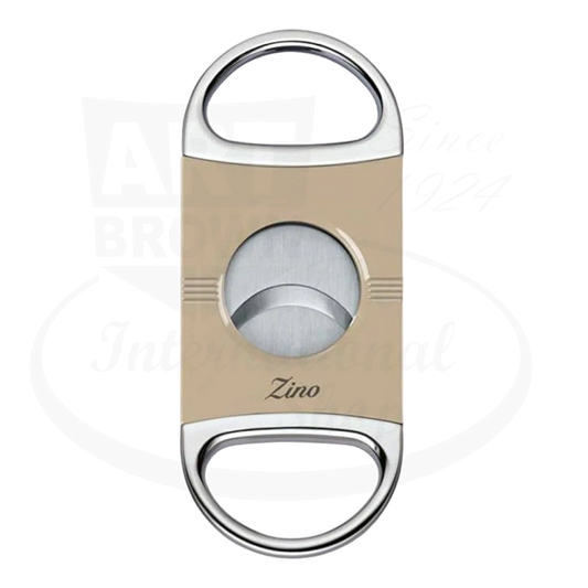 Zino Z2 double blade cigar cutter in beige with stainless steel accents