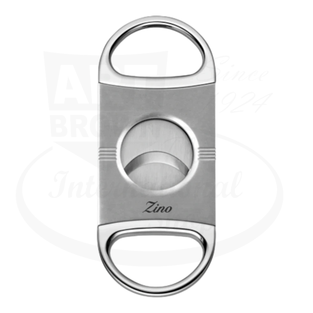 Zino Z2 double blade cigar cutter in chrome with stainless steel accents.