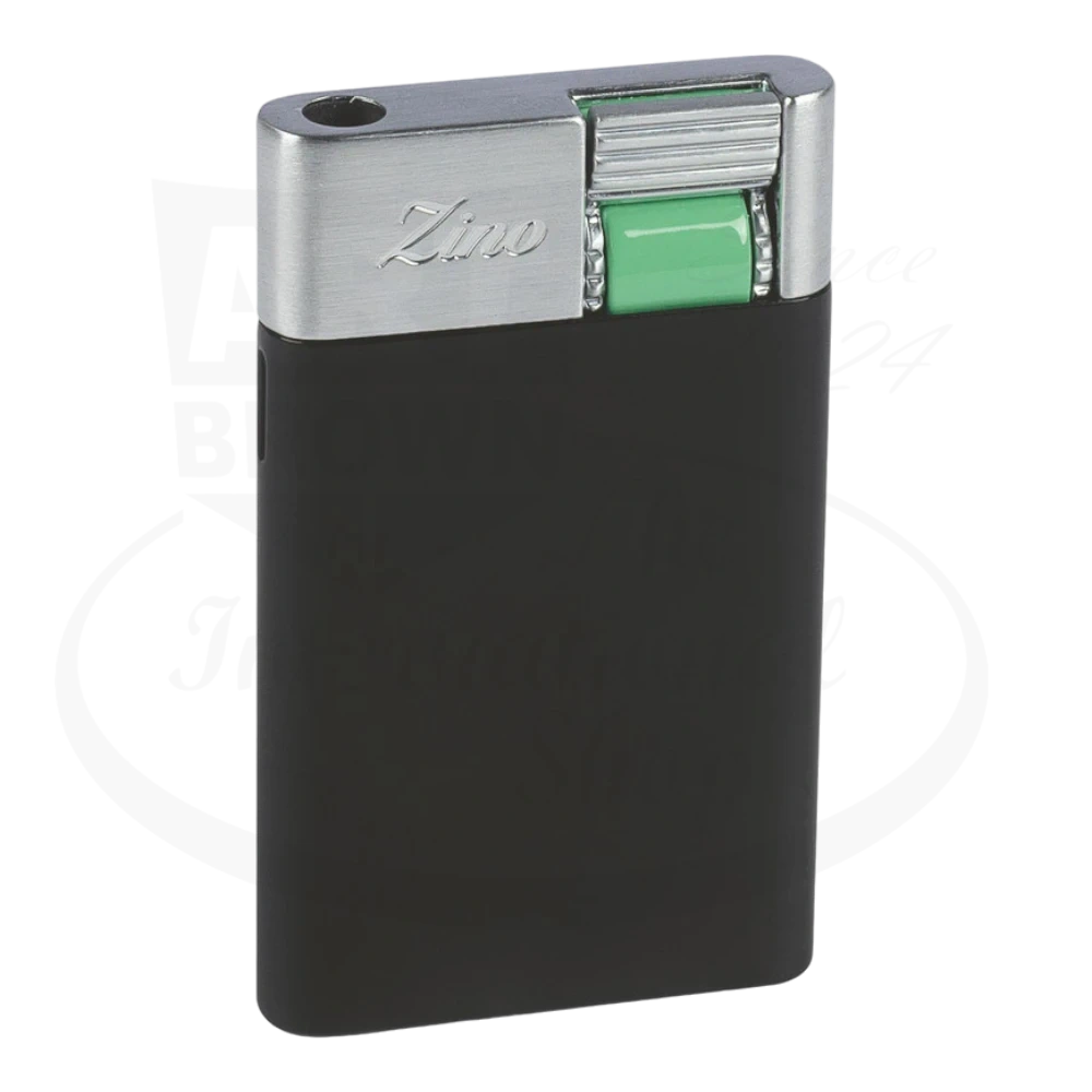 Davidoff Zino ZM black and chrome torch lighter with mint green accents