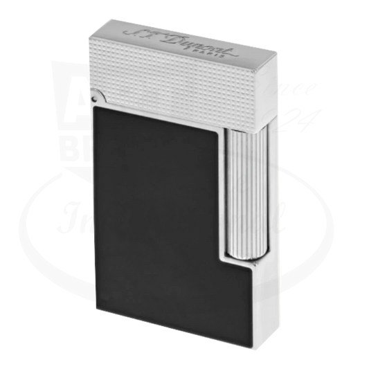 S.T. Dupont Ligne 2 Perfect Cling C16456 black lacquer and palladium lighter with guilloche microdiamond head design