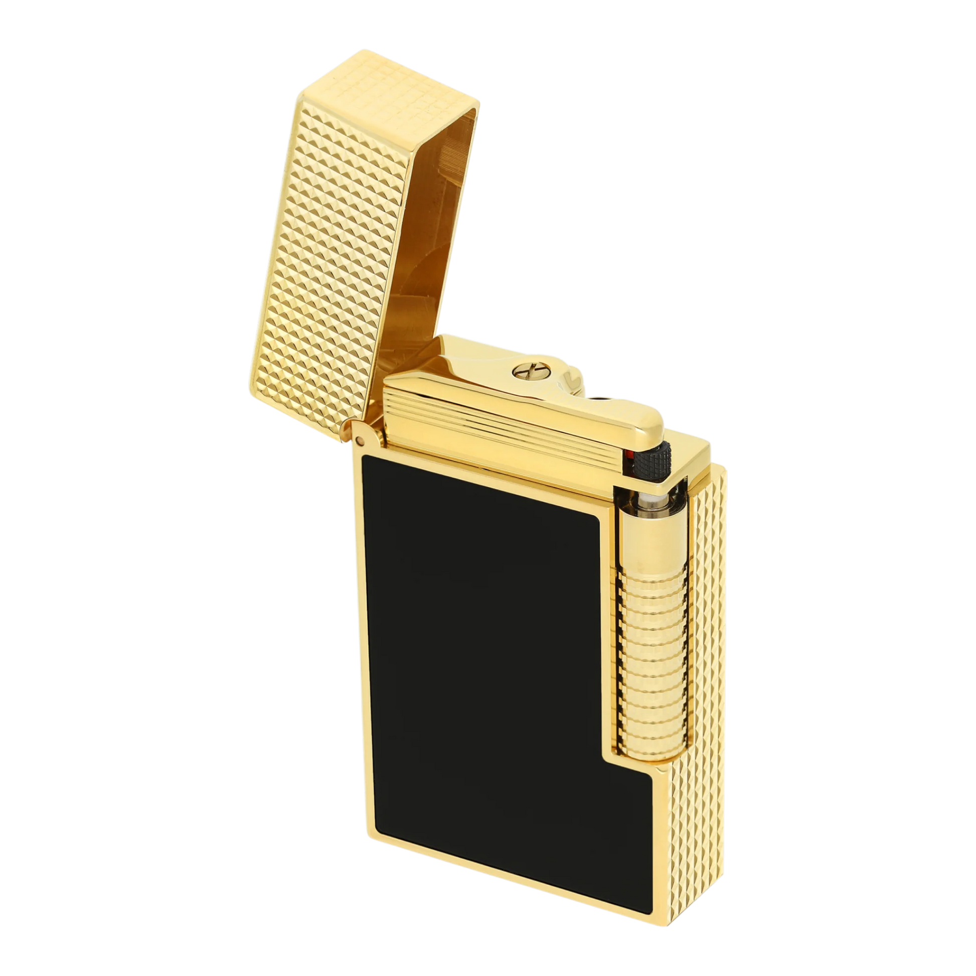 S.T. Dupont New Le Grand Black Lacquered Diamond Head Lighter gold metal with black lacquer, gallery position 5, square 2048x2048