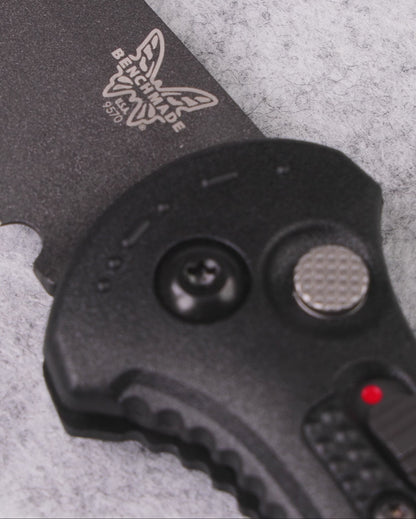 Benchmade mini claymore with black grivory handle and matte black blade