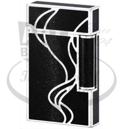 S.T. Dupont Ligne 2 Limited Edition Magic Wishes Lighter 016023 black lacquer silver palladium curl smoke design