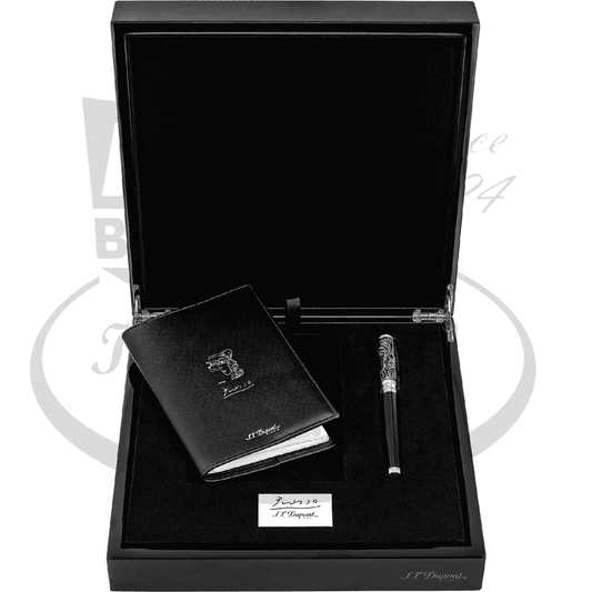 S.T. Dupont Limited Edition Line D Picasso Writing Kit ST410046C2 black leather pen and notebook in black case