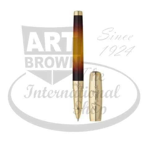 S.T. Dupont Line D Fender Yellow Gold with Natural Lacquer Finish Rollerball Pen, Ref 412720, sleek design