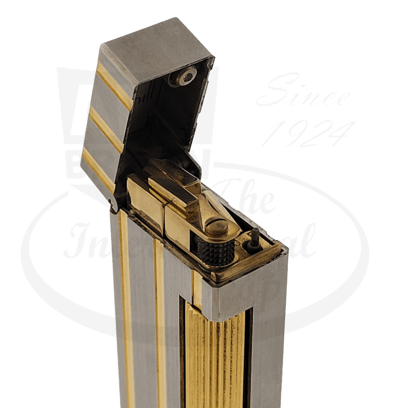 Dunhill Rollagas Silver with Gold Lines Lighter
